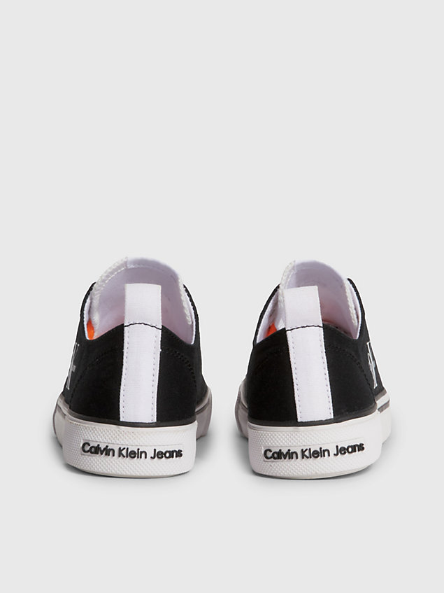 black kids recycled canvas trainers for kids unisex calvin klein jeans
