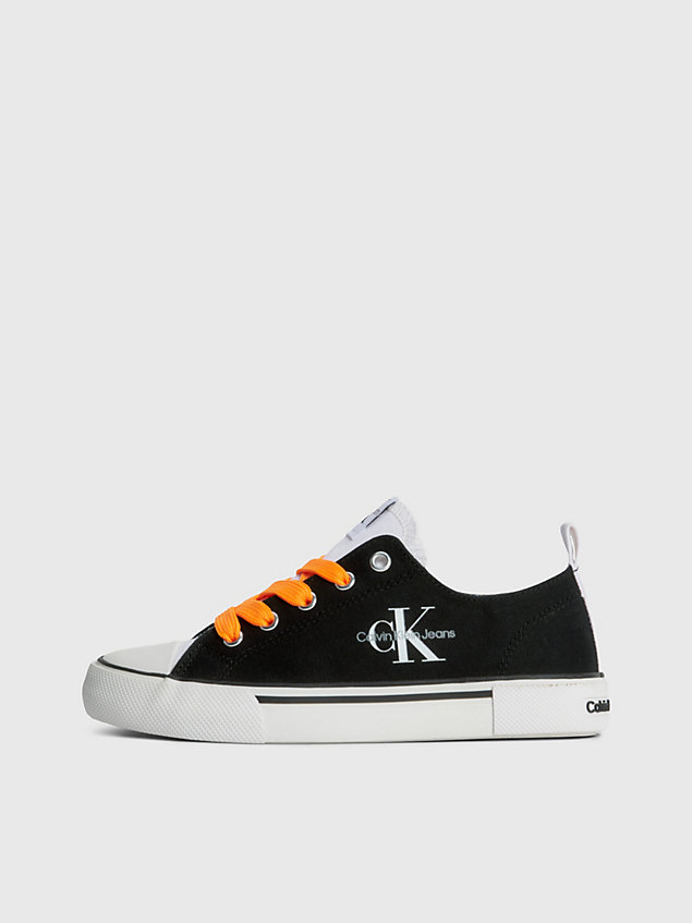 black kids recycled canvas trainers for kids unisex calvin klein jeans