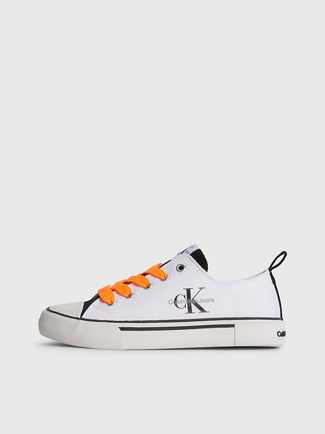 white kids recycled canvas trainers for kids unisex calvin klein jeans
