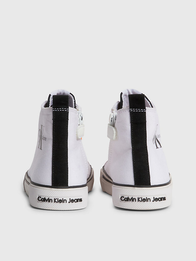 white/black kids recycled canvas high-top trainers for kids unisex calvin klein jeans