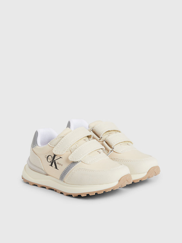beige toddlers and kids velcro trainers for boys calvin klein jeans