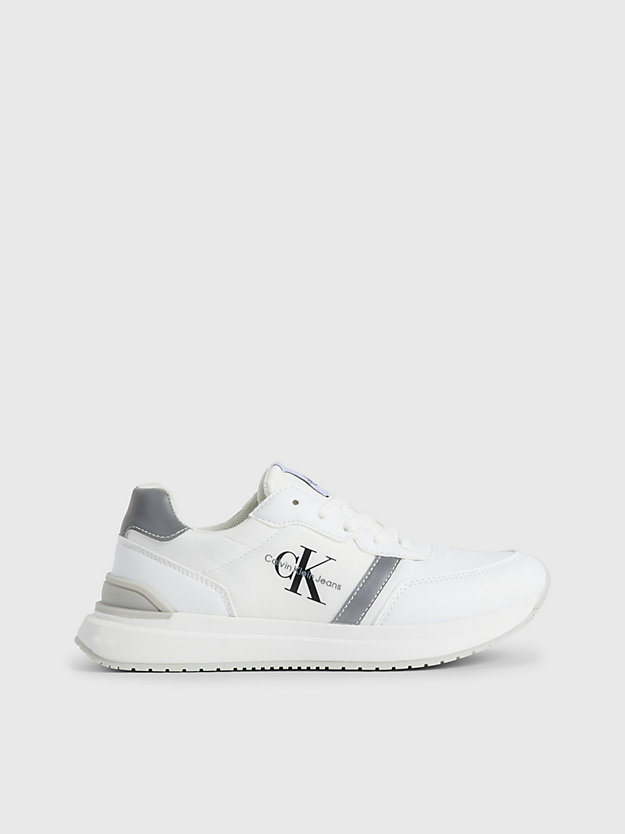 white/grey kids recycled trainers for kids unisex calvin klein jeans