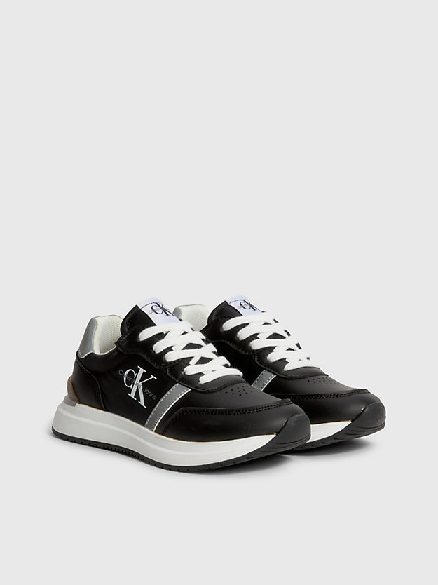 black/grey kids recycled trainers for kids unisex calvin klein jeans