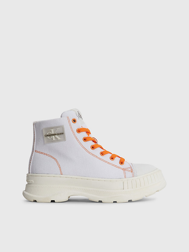 white kids recycled canvas boots for kids unisex calvin klein jeans