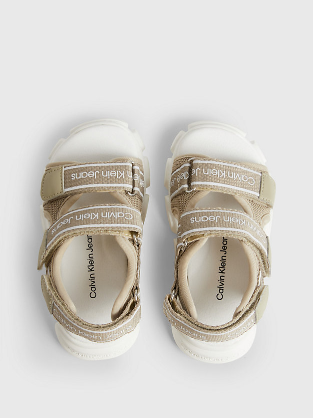 BEIGE Kids Velcro  Logo Sandals for boys CALVIN KLEIN JEANS