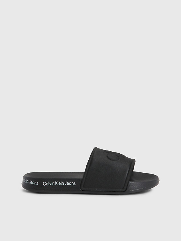 black logo-slippers für kinder für jungen - calvin klein jeans