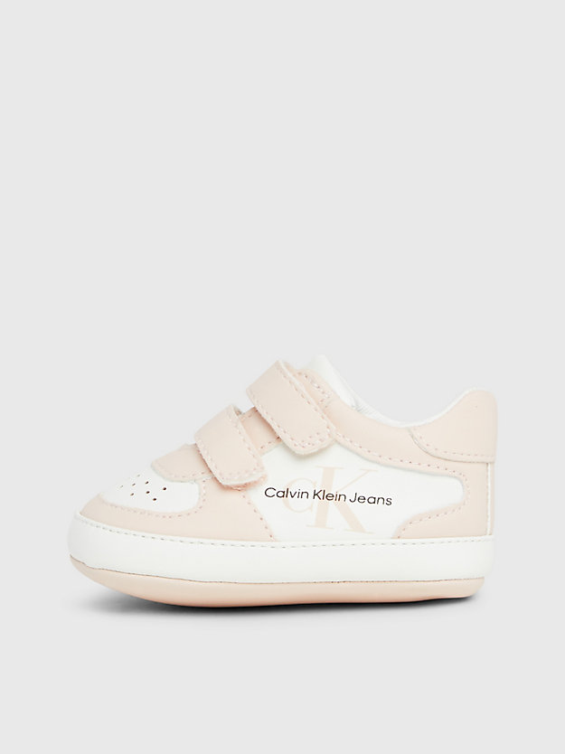 pink/milk baby velcro trainers for girls calvin klein jeans