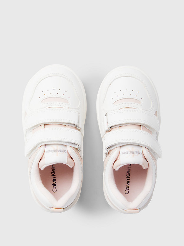 sneaker con velcro bambino e ragazzo off white/pink da bambina calvin klein jeans
