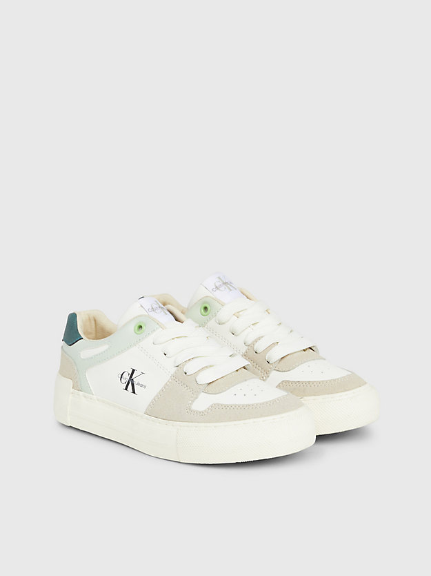 taupe/off white/green kids trainers for girls calvin klein jeans