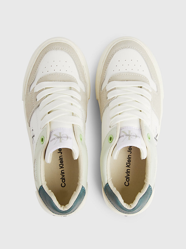 taupe/off white/green kids trainers for girls calvin klein jeans