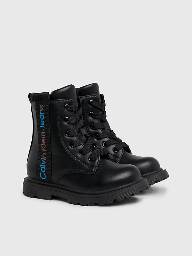 black sznurowane buty za kostkę dla małych i większych dzieci dla dziewczynki - calvin klein jeans