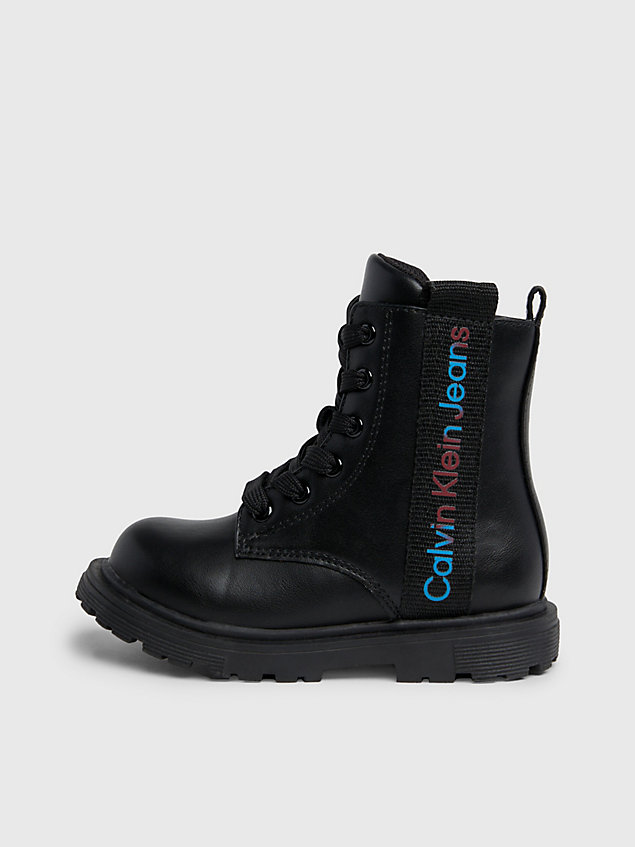 black toddlers and kids lace-up boots for girls calvin klein jeans