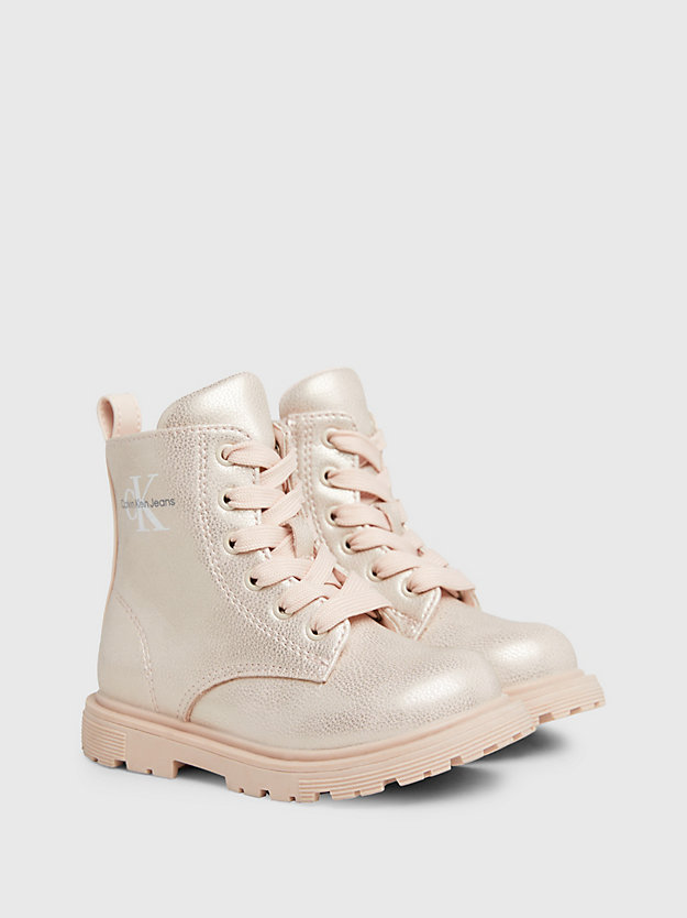 pink toddlers and kids lace-up boots for girls calvin klein jeans