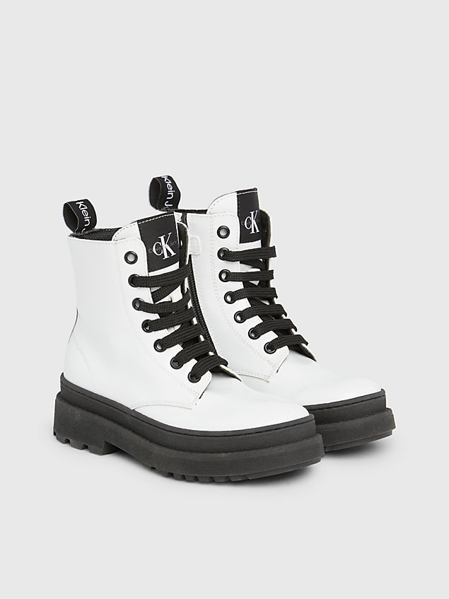 white kids lace-up boots for girls calvin klein jeans
