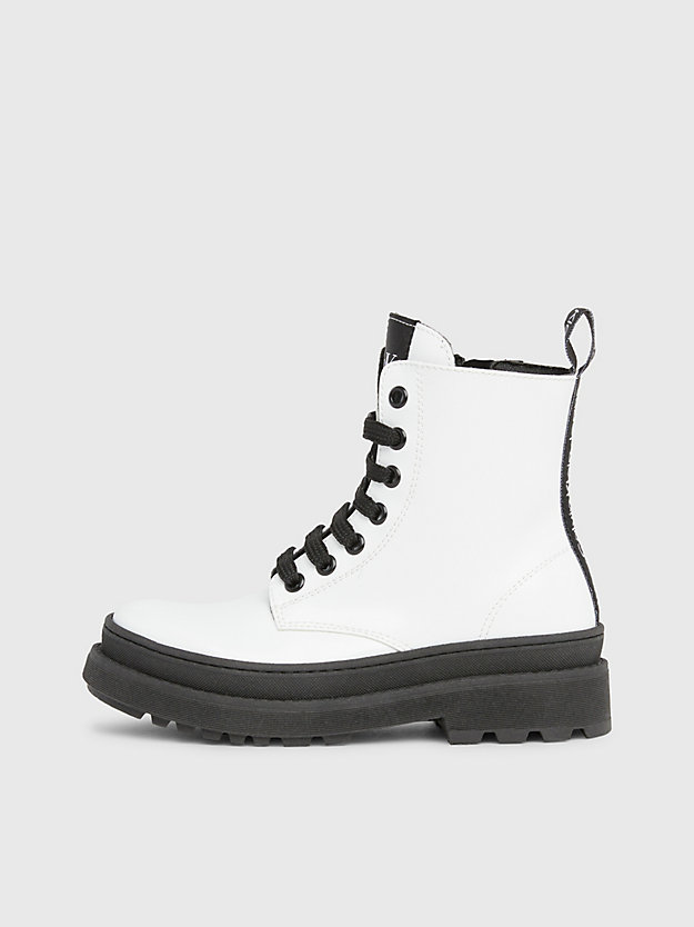 white kids lace-up boots for girls calvin klein jeans