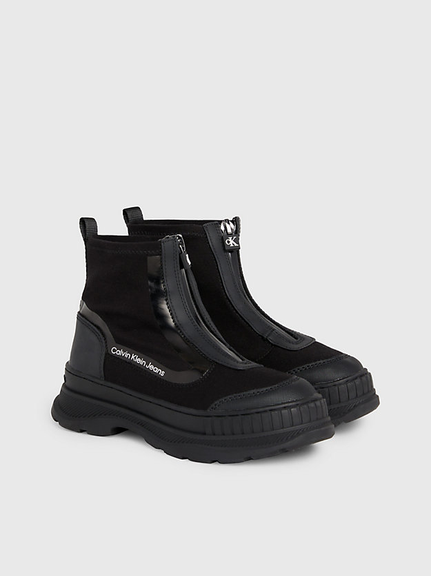 black kids zip-up boots for girls calvin klein jeans
