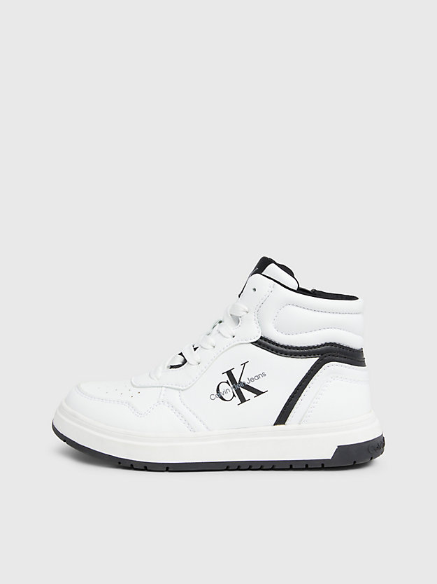white kids high-top trainers for kids unisex calvin klein jeans