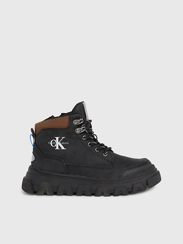 black kids lace-up boots for boys calvin klein jeans