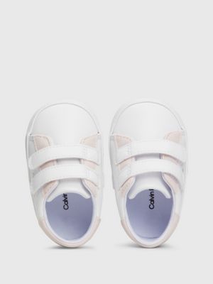 white / pink baby velcro trainers for girls calvin klein jeans