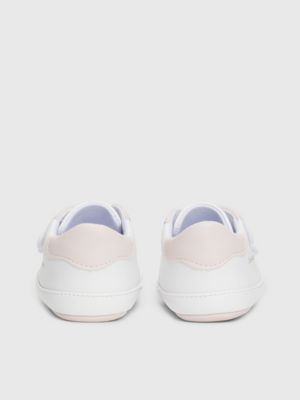 white / pink baby velcro trainers for girls calvin klein jeans