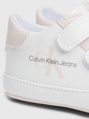 white / pink baby velcro trainers for girls calvin klein jeans