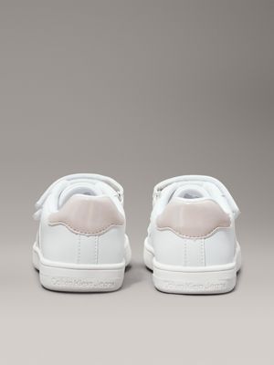 white / pink kids and toddlers velcro trainers for girls calvin klein jeans