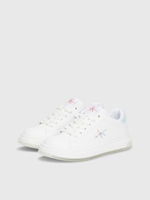 white/multicolor kids trainers for girls calvin klein jeans