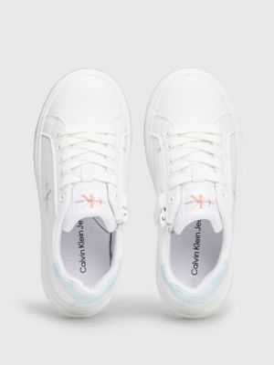 white/multicolor kids trainers for girls calvin klein jeans