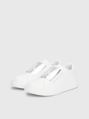 white kids slip-on trainers for girls calvin klein jeans