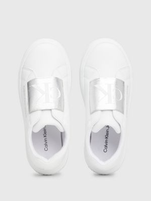 white kids slip-on trainers for girls calvin klein jeans