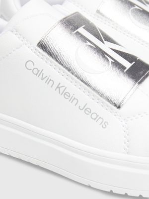 white kids slip-on trainers for girls calvin klein jeans