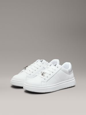 white/silver kids trainers for girls calvin klein jeans