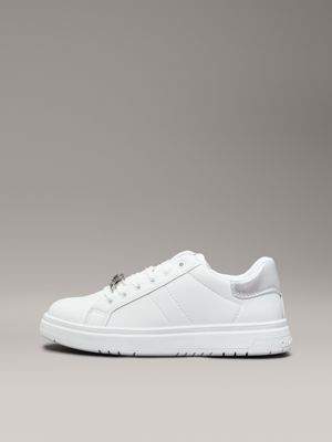 white/silver kids trainers for girls calvin klein jeans