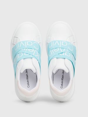 white/aquamarine/pink kids slip-on trainers for girls calvin klein jeans