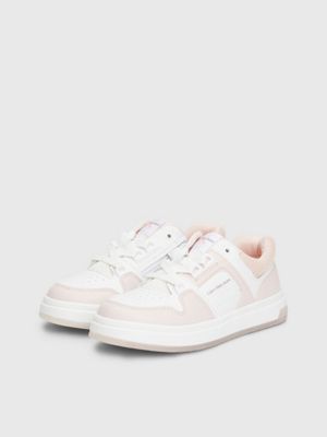 pink / white kids trainers for girls calvin klein jeans