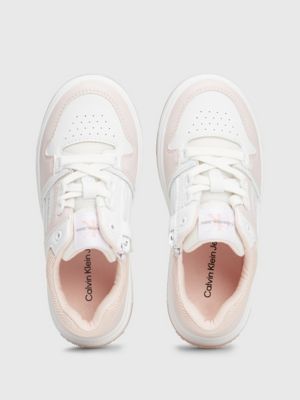 pink / white kids trainers for girls calvin klein jeans