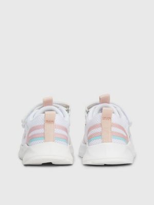 white / pink kids and toddlers velcro trainers for girls calvin klein jeans