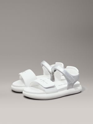 white/silver kids and toddlers velcro sandals for girls calvin klein jeans