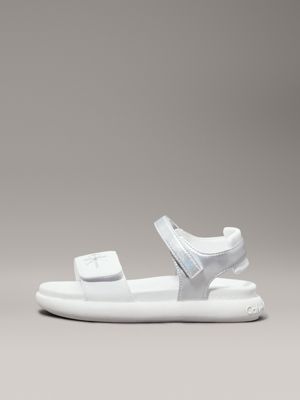 white/silver kids and toddlers velcro sandals for girls calvin klein jeans