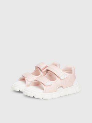 pink satin kids and toddlers velcro sandals for girls calvin klein jeans