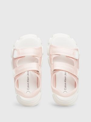 pink satin kids and toddlers velcro sandals for girls calvin klein jeans