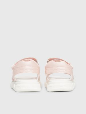 pink satin kids and toddlers velcro sandals for girls calvin klein jeans