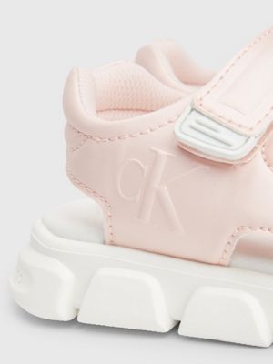 pink satin kids and toddlers velcro sandals for girls calvin klein jeans