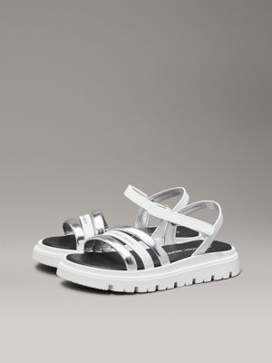 silver/white kids sandals for girls calvin klein jeans