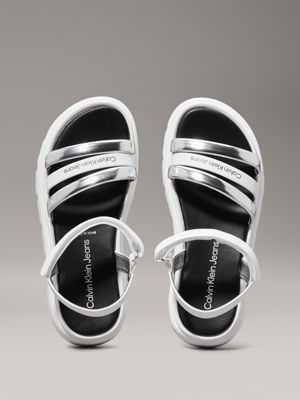 silver/white kids sandals for girls calvin klein jeans