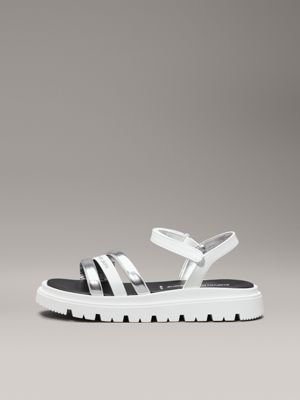 silver/white kids sandals for girls calvin klein jeans