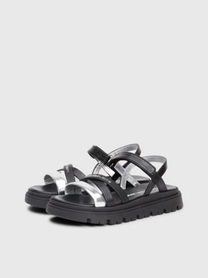 black/silver kids sandals for girls calvin klein jeans