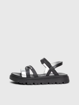 black/silver kids sandals for girls calvin klein jeans