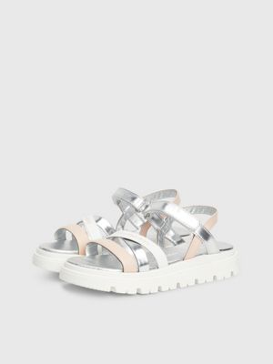 nude/silver kids sandals for girls calvin klein jeans