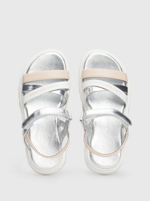 nude/silver kids sandals for girls calvin klein jeans